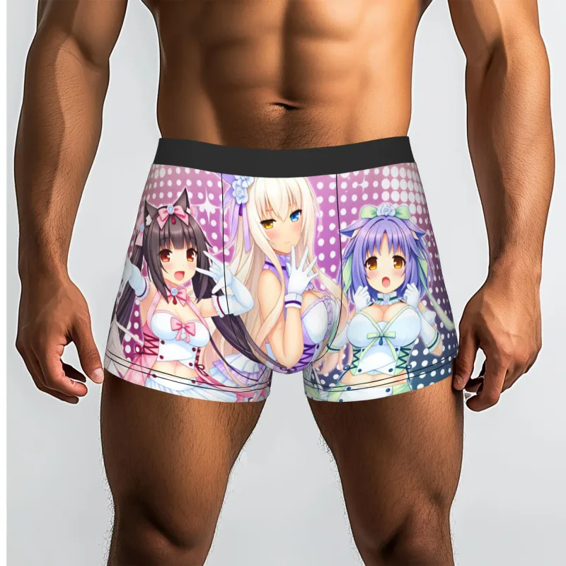 Anime N-Nekopara Chocola Vanilla Underwear Men Printed Game Boxer Briefs Shorts Panties Soft Underpants