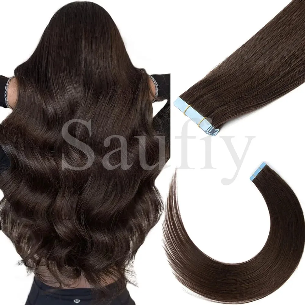 Blonde Tape In Hair Extensions Human Hair 20pcs/Pack Straight Natural Black Blonde Brown Tape Ins Hair Extensions 12-20inches Seamless Double Side Skin Weft Tape In Hair For Women