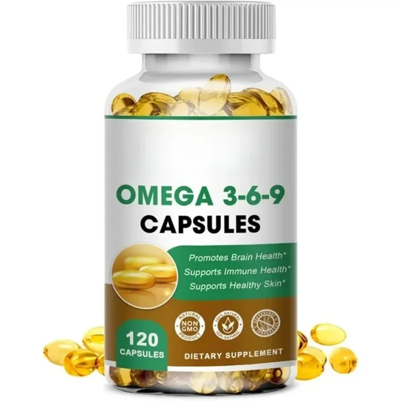 Plant-Based Omega 3-6-9 Softgels Natural Dietary Supplement Supports Skin Eye & Overall Health 100% Vegan Sourced 120 Softgels