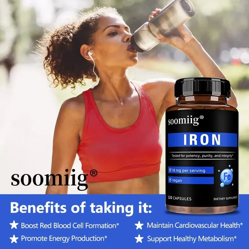 Iron Capsules High Absorption Daily Iron Supplement Support Energy Focus & Body Wellness Immune & Red Blood Cell Health