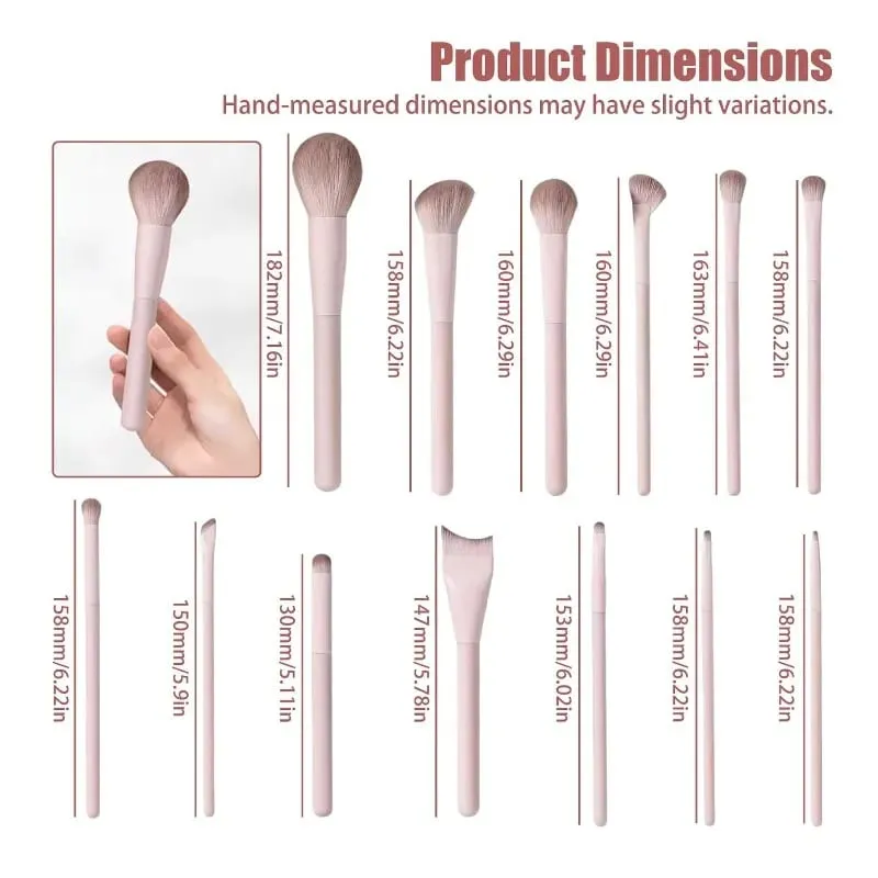 Makeup Brush Set 13 Pcs Professional Kit Foundation Eyeshadow Blush Lip Brushes Soft Synthetic Bristles for Women and Beginners