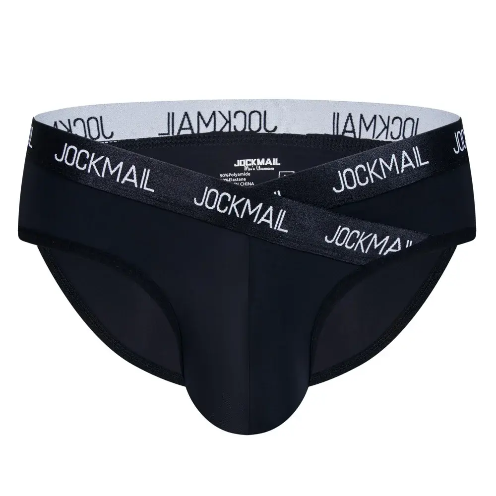 Jockmail Herren-Unterwäsche, niedrige Taille, sexy Brief, Sport, atmungsaktiv, Sommer-Eis-Seiden-Slip, große Tasche, Nylon, einfarbig, Mann-Höschen