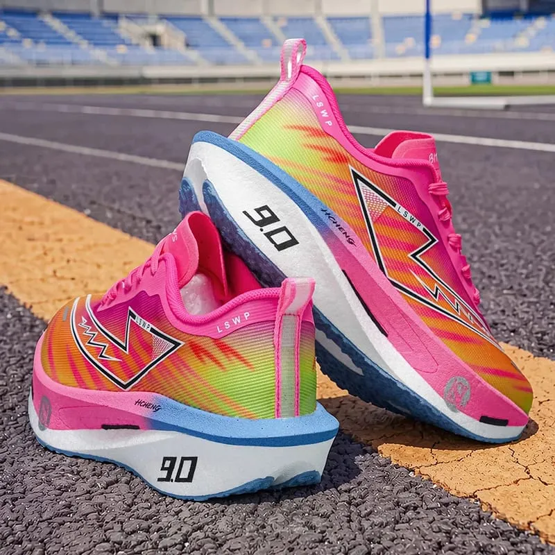 Men Carbon Plate Running Shoes Breathable Athletic Sneakers Shock Absorb Trainers Outdoor Marathon Jogging Women Tennis Shoes
