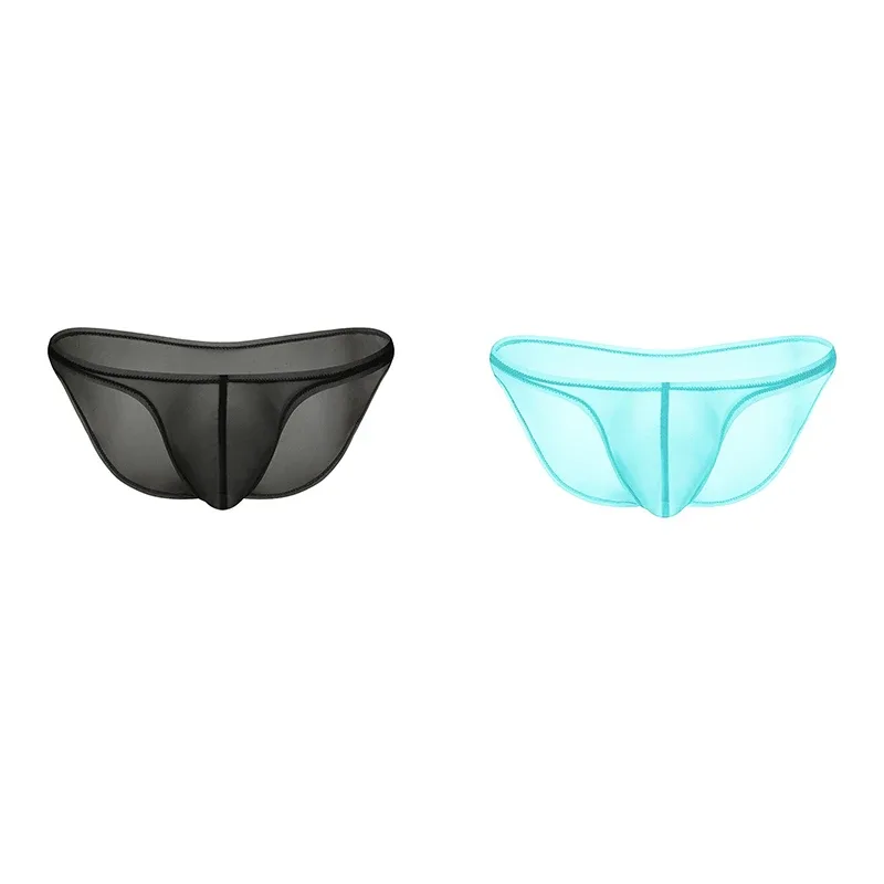 Sous-vêtements pour hommes, culotte triangulaire transparente en soie glacée délicate, slip taille basse de personnalité — image 16