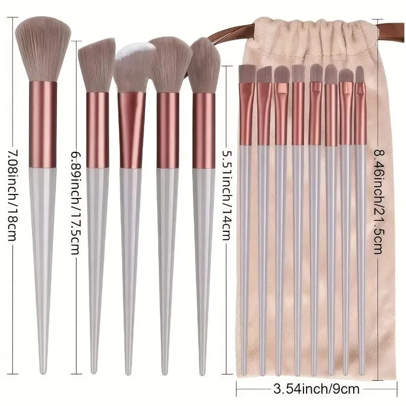 13 Piece Cosmetic Brush Set A Full Set Of Soft Brushes Suitable For Eye Shadow Foundation Make-Up BB Cream And Concealer