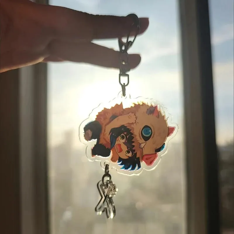 Hot Demon Slayer Tanjiro Kamado Acrylic Keychain Anime Peripherals Cute Cartoons Fashion Jewelry Backpack Pendant Christmas Gift