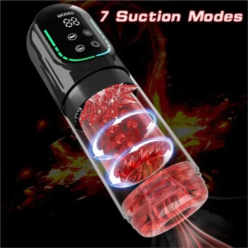 APP LED Automatic Male Masturbation Cup 7 Sucking Rotating Licking Thrusting Modes Stroker Sex Toys for Men Blowjob Simulator