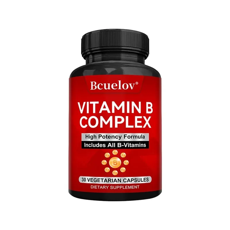B komplex vitaminok – minden B-vitamin, beleértve a B12 B1 B2 B3 B5 B6 B7 B9 folsavat – Támogatja az egészséges energiaanyagcserét