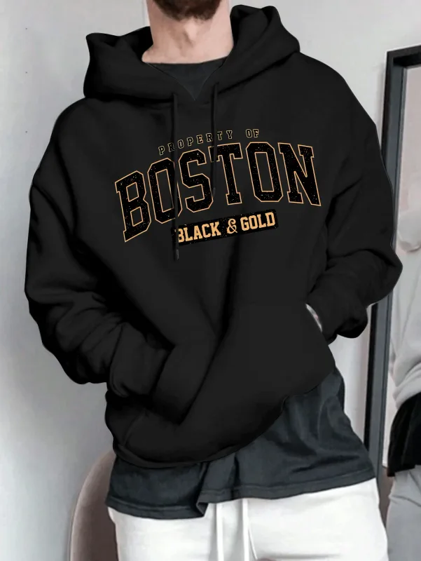 Men's hooded sweatshirt - American retro casual loose-fitting pullover shirt — image 5