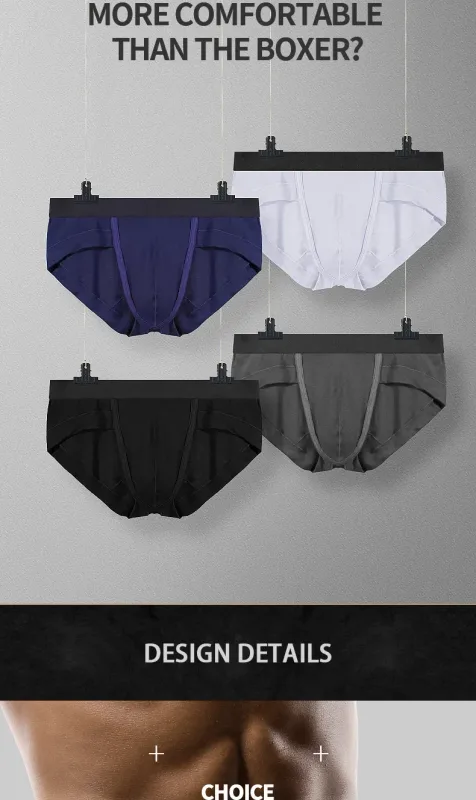 5PCS Men's three-piece briefs with U-shaped pouch, modal fabric, breathable, summer youth low-rise bottom pants