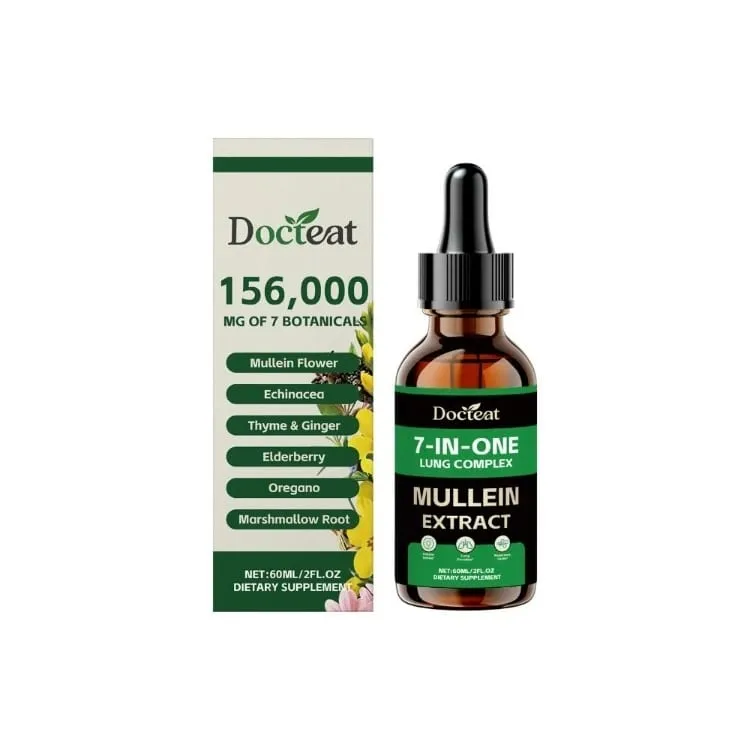 Docteat 7-in-1 Lung Complex Drops 60 Ml Net Dropper 1 Ml Serving with Mullein Elderberry Marshmallow Airway Comfort Support
