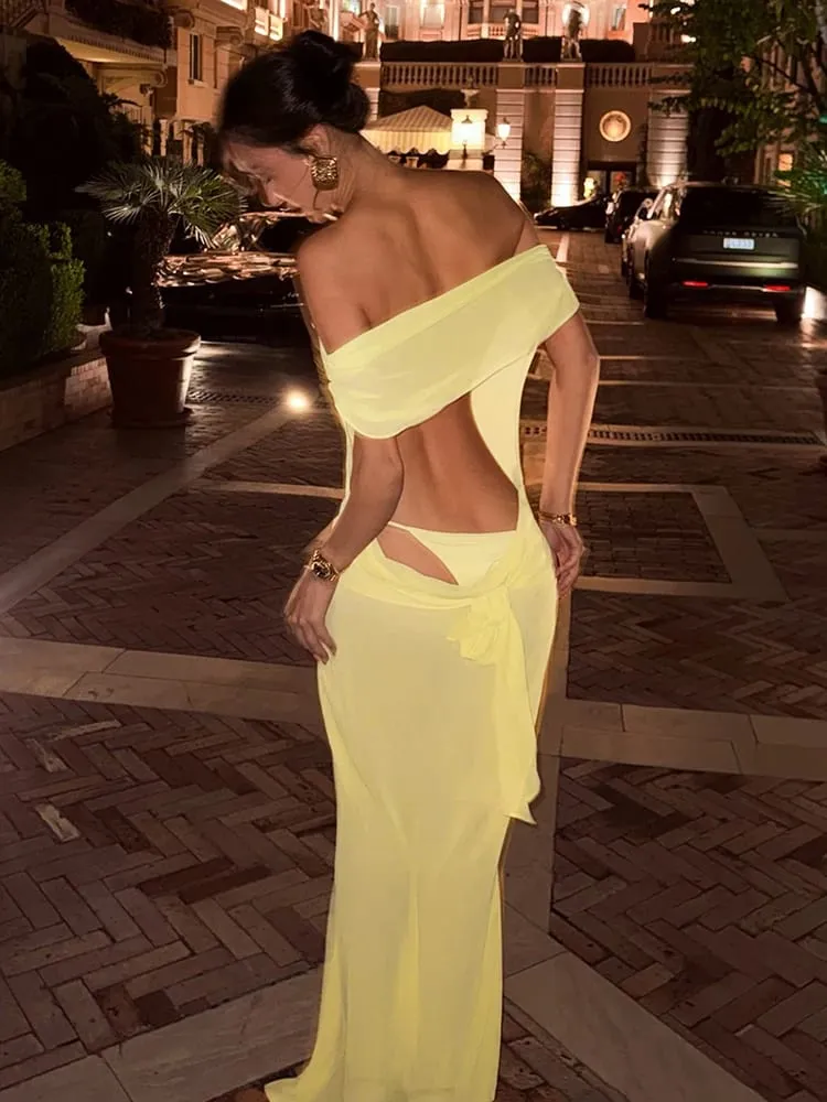Nibber Elegant Dress Women See Through Backless Trend Bandages Ruched Wild Midnight Clubwear Fashion Vacation Party Vestidos