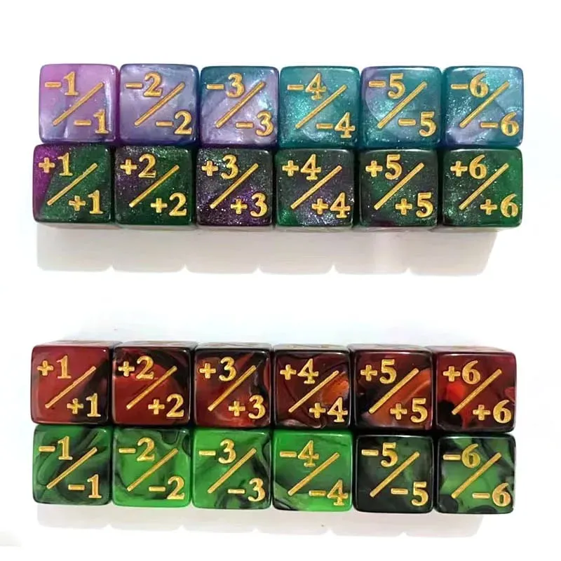 10Pcs 16mm 6 Side Dice Counters +1/-1 Dice Kids Toy Counting Dices For Magic The Gathering Token Loyalty Card Game Accessories