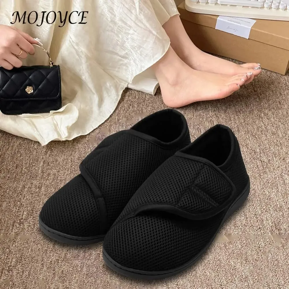 Scarpe per diabetici unisex Scarpe da passeggio larghe con chiusura regolabile Scarpe ortopediche slip-on Sneakers con gancio e anello per anziani