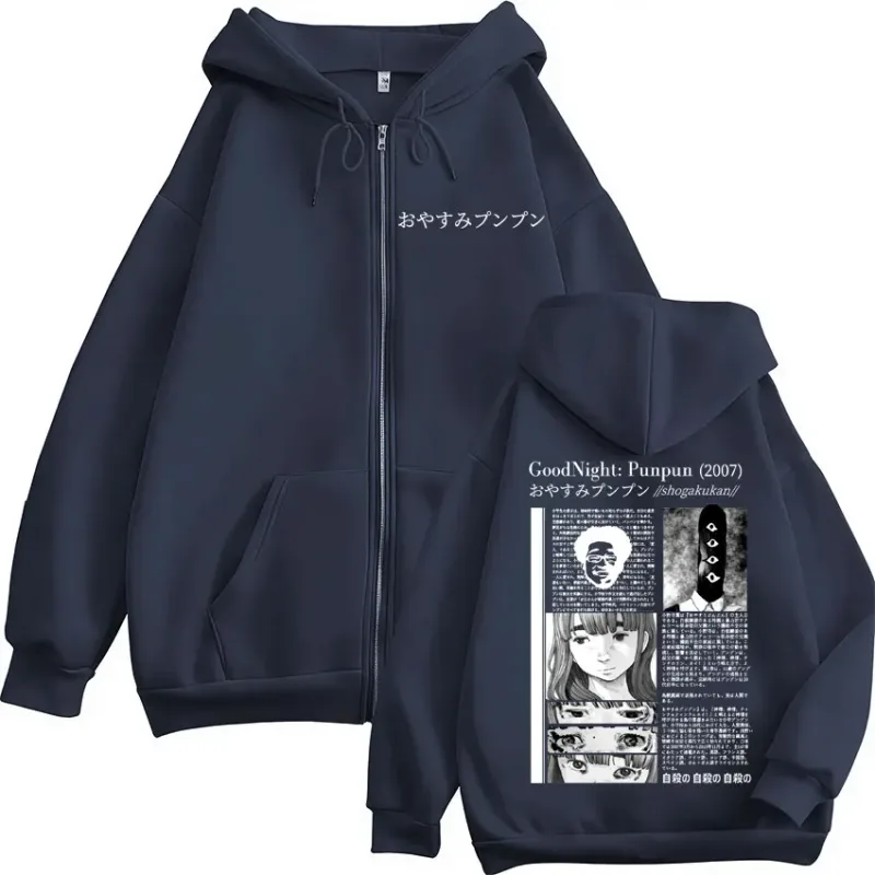 Oyasumi Goodnight Punpun Aiko Tanaka Manga Zipper Hoodies Men Women Clothing Fashion Oversized Zip Up Hooded Sweatshirts Jackets