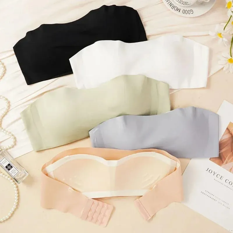 Seamless One-piece Tube Tops Women Removable Pads Intimates Basic Black/White/Skin Womens Strapless Bra Bandeau Sexy Lingerie