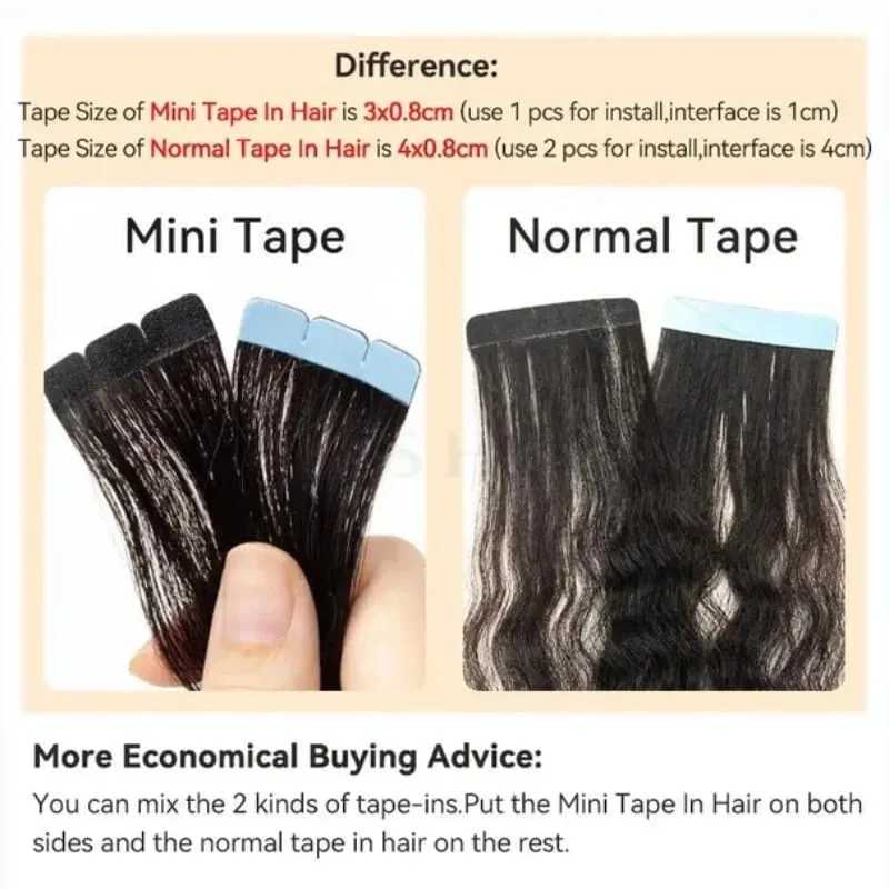 Blonde Mini Tape in Hair Extensions Human Hair Natural Tape in Extentions 3x0.8cm Invisible Tape 10pcs/pack For Side Hair