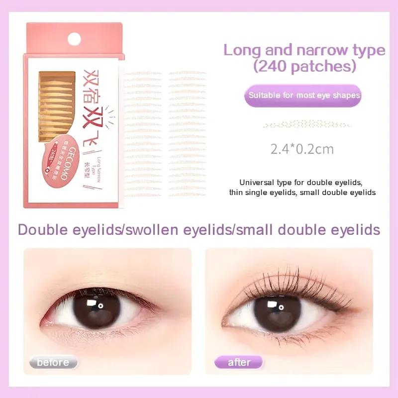 240 PCS Double Eyelid Stickers Natural Invisible And Long-lasting Shaping Big Eye Beauty Tapes For Single Eyelid Person