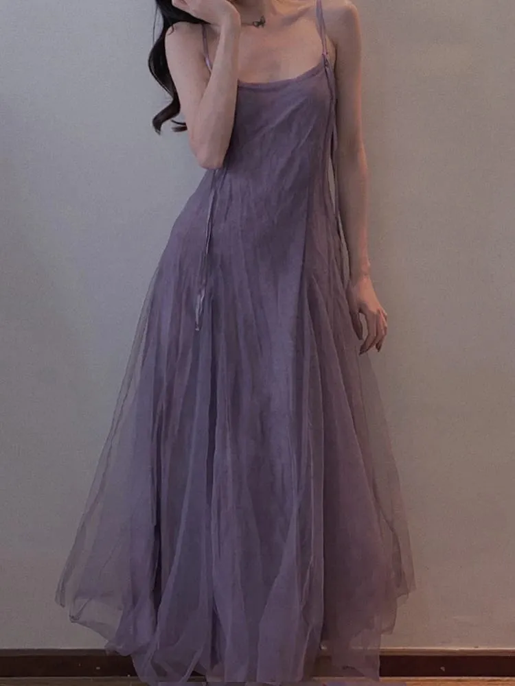 Robe trapèze en maille violette effet amincissant, longueur cheville, avec sangle, pour femmes de grande taille, dissimule le ventre, style coréen pour les déplacements...