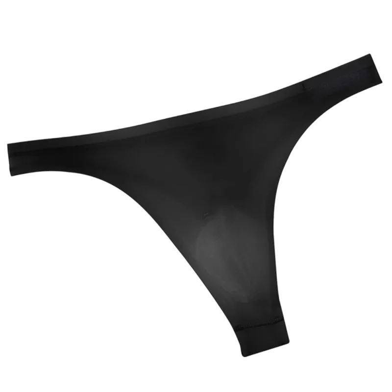 Men's Ultra-thin Ice Silk G-string 3D Bulge Pouch Thong See Through Underwear Low Rise Men Bikini Briefs U Pouch Lingerie