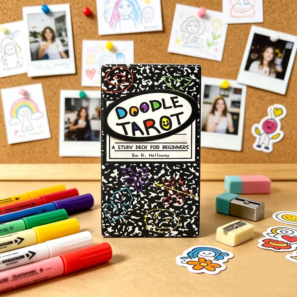 Doodle Tarot Cards 78 English Version Divination Borad Games Cards Game Cute Hand-Drawn for Beginners & Spiritual Reading
