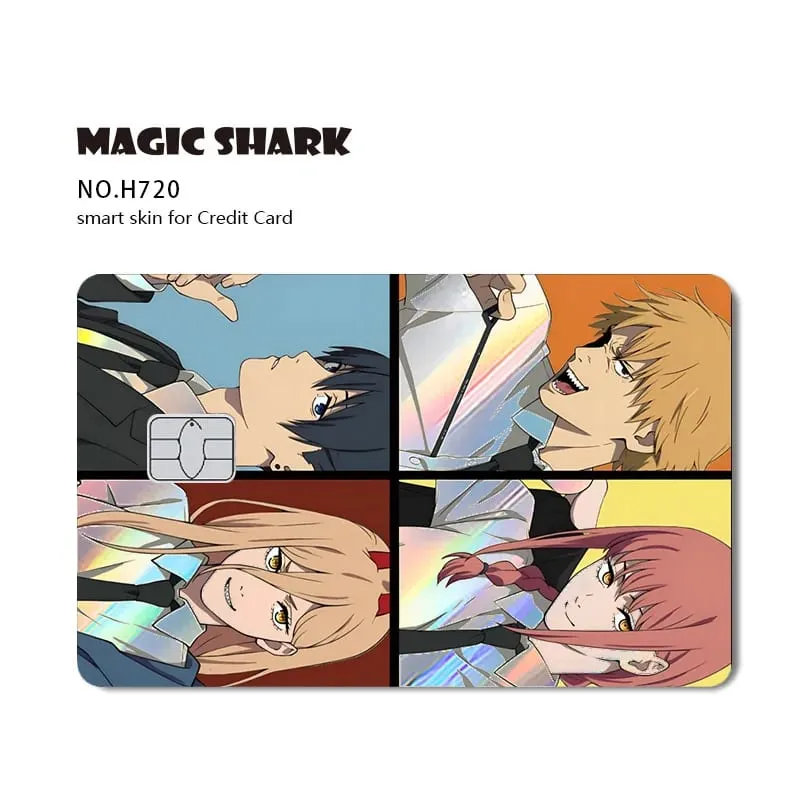 1pc Front Cool Anime Evil Holographic Laser Shinny Film Skin Sticker Cover for Debit Bank Credit Card