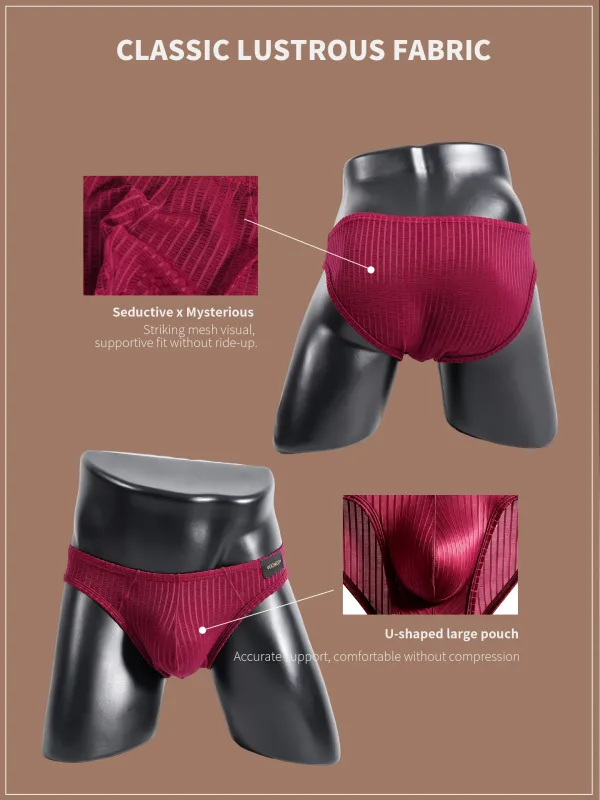 Men's Underwear Ribbed Texture Mens Brief Nylon Elastane Underpants Lightweight Thin Comfortable Male Triangle Underwear M‑XXL