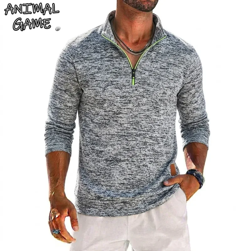 Long Sleeve Quarter Zip Men's Sweatshirt Solid Pullover Man Zip Up Hoodies for Man Casual Mens Coats Male Sweatshirt Poleron Men