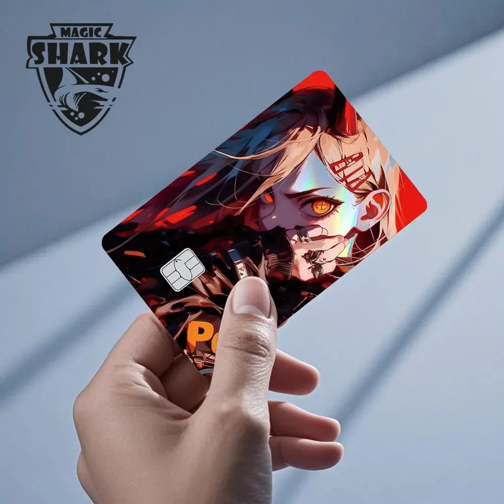 1pc Front Cool Anime Evil Holographic Laser Shinny Film Skin Sticker Cover for Debit Bank Credit Card