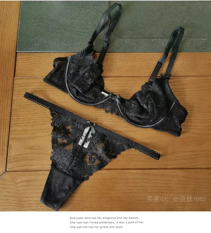 European Lace Bralette Modish Wire-Free Bra Set Cover Breathable Anti-Sag Thin Cup for Humid Weather & Modest Confidence