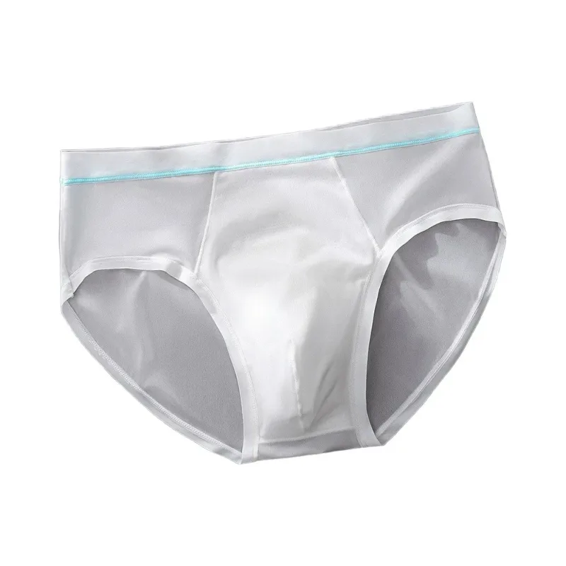 Men's Seamless Ice Silk Briefs Underwear Bulge Pouch Solid Breathable Panties Calzoncillos Hombre Slips Male Panties