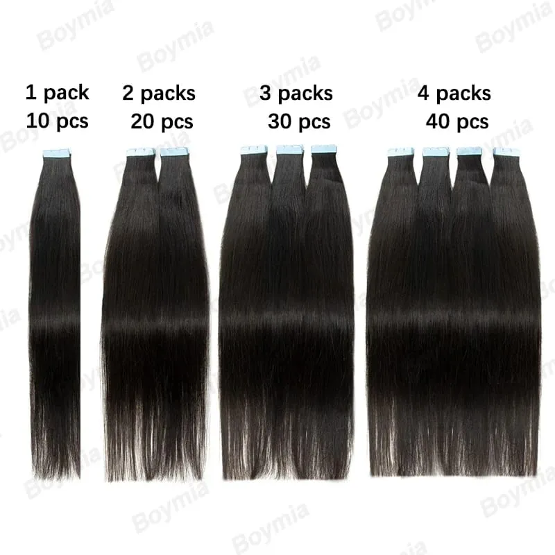 Remy Human Hair Mini Tape in Extensions 10Pcs Skin Weft Comfortable Wear for Women adding length boosting hair volume