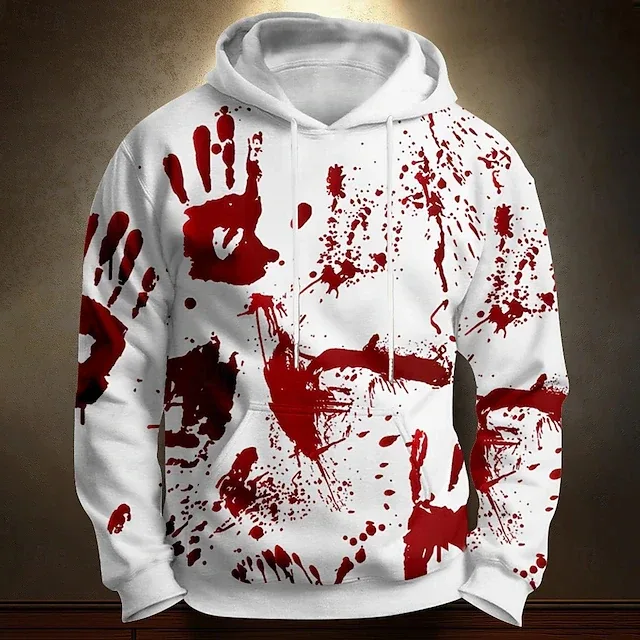 Halloween Blood Printed Hoodies letter pattern3D Print Hooded Pullover Sweatshirt Fashion Hoodie Streetwear Long Sleeve Tops