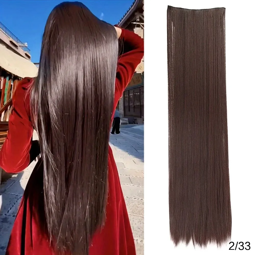40 inch Long Straight Synthetic Hairpieces Clip In Hair Extensions Black Natural Hair Piece for Women — image 8