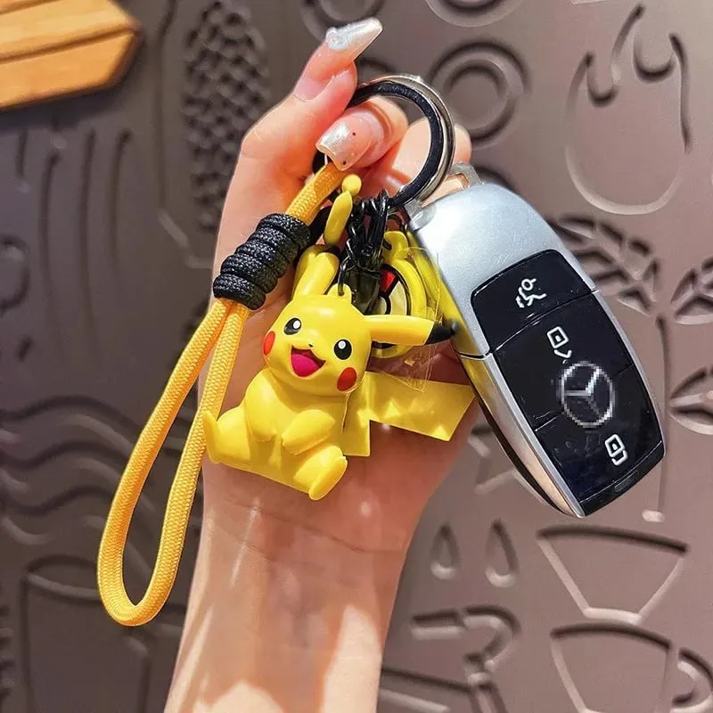 ของแท้พวงกุญแจ Pokemon Pikachu Gengar Sylveon Sprigatito Quaxly Fuecoco อะนิเมะ Action Figure ของเล่นพวงกุญแจกลิ่นหอมจี้