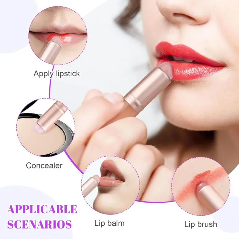 Silicone Lip Brush Maliit na Round Head Smudge Brushes Dust-proof Covered Lip Brush Multifunctional Lipstick Concealer Makeup Tools