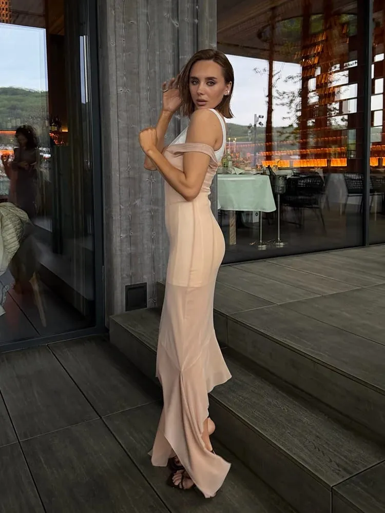 2026 Summer Sheer Mesh Overlay Spaghetti Strap Midi Dress Waist Cinched Sleeveless Women Accessories Versatile Chic Lady Outfit — image 6