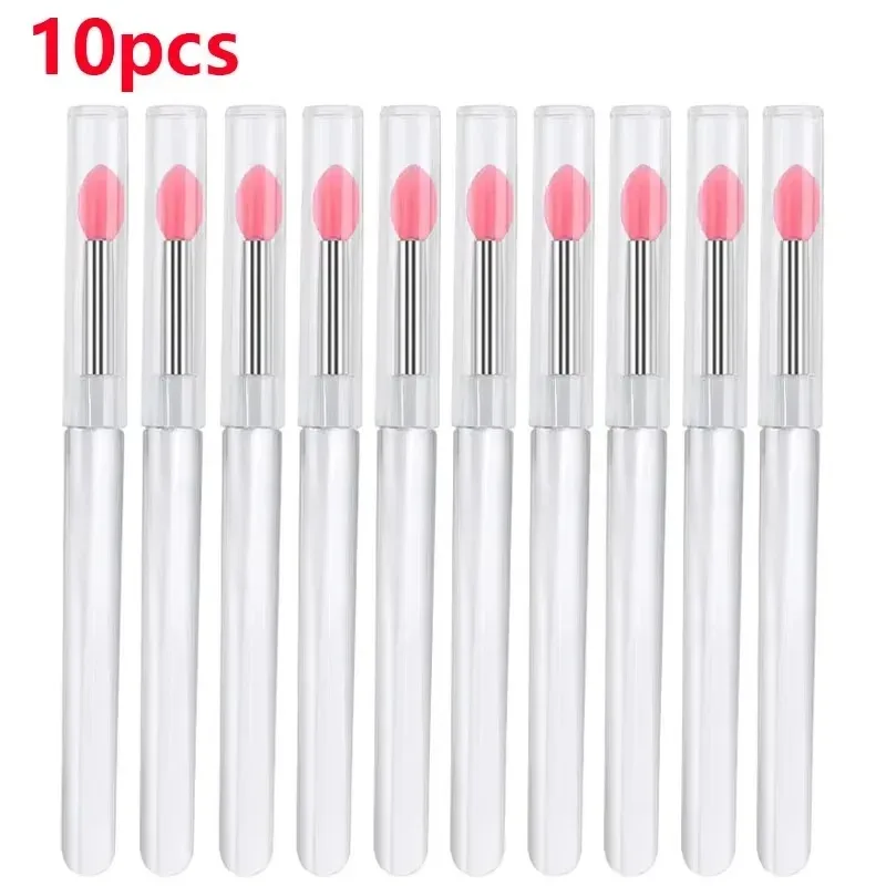 3/5/10PCS Portable Silicone Lip Brush With Cover Soft Multifunctional Lip Balm Applicator Lipstick Lipgloss Makeup Brushes