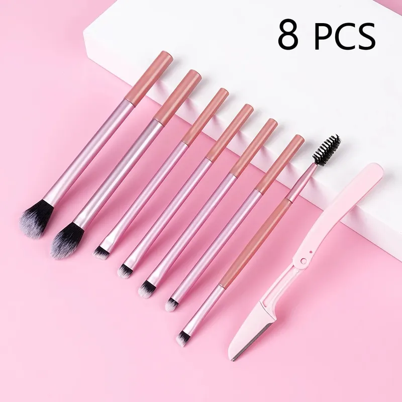 9 PCS Makeup Brush Set Soft Bristles Include Professional Eye Makeup Brushes Eyebrow Razor Silicone Eyeliner Stencils