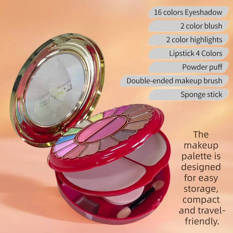 Ultimate 24-Color High-Quality Professional Makeup Palette Gift Box | With Mirror + Complete Set of Brushes | Eyeshadow Blush Lip Gloss and Powder All-In-One Set | Stage-Level Makeup to Everyday Nude Makeup | Valentine's Day Essentials for