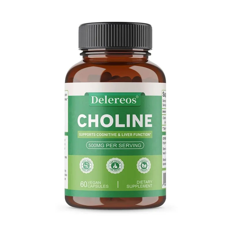Choline 500mg - High Potency Choline Supplements Supports Cognitive Performance & Liver Function Vegan Capsules Non-GMO