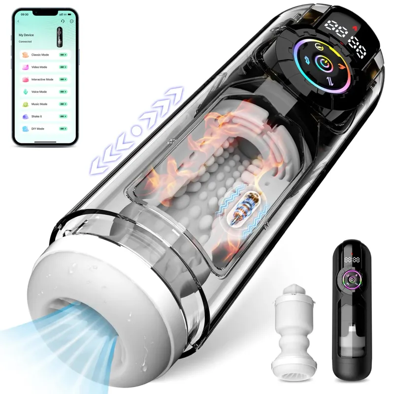 APP Intelligent Heating Suction Blowjob Masturbator for Men LCD Display Telescopic Vibrating Masturbation Cup Pocket Pussy — image 8