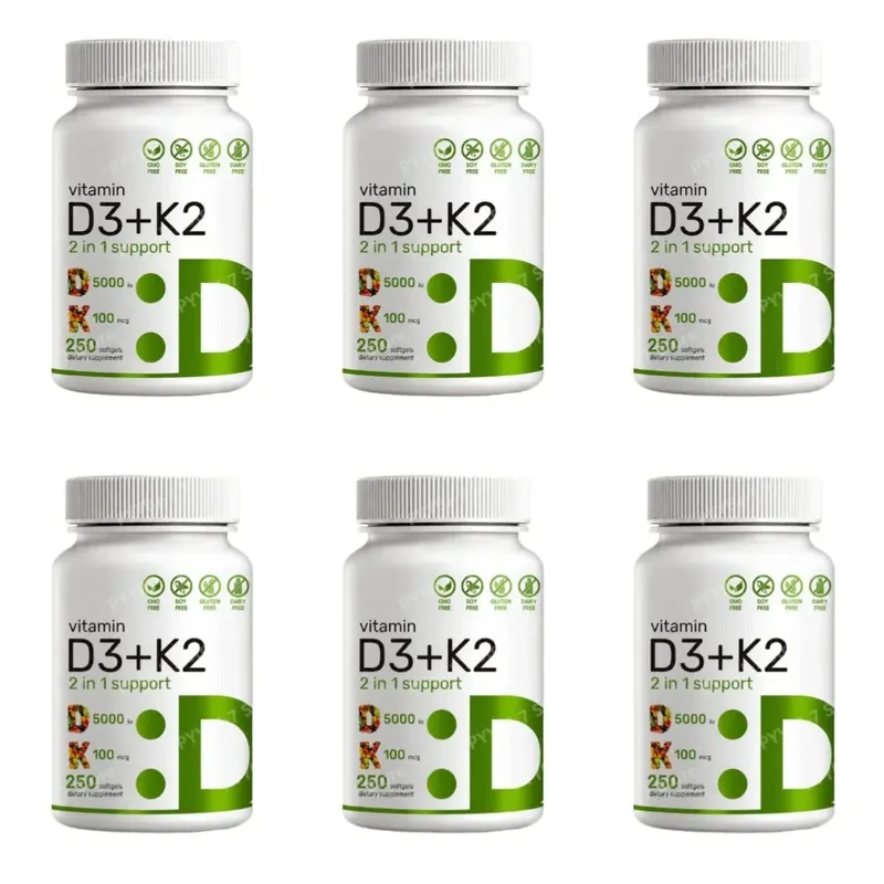 Vitamin D3 K2 Softgels with MK-7 5000 IU Vitamin D3 and 100 mcg Vitamin K2 for Daily Heart Bone & Immune Support 250 Softgels