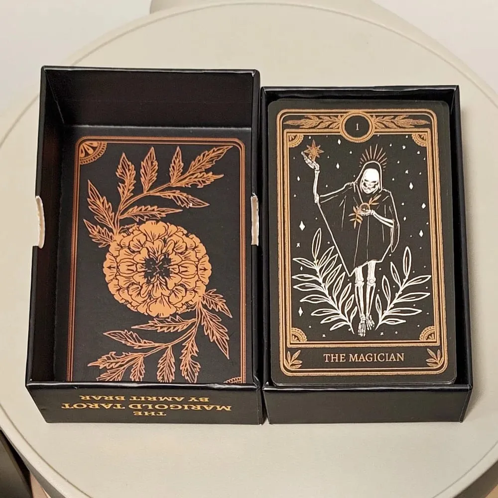 The Marigold Tarot Deck 78pcs Cards Black & Gold Skull Art Tarot Cards Rider-Waite Inspired Divination Deck English Ver. — image 4