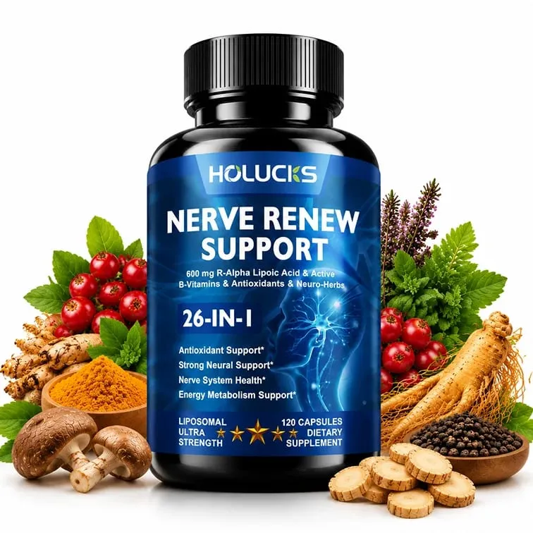 Nourish Nerve Supplement 26-IN-1 Formula Contains Vitamin B Complex R-Alpha Lipoic Acid Support Heart Nerve Brain Health