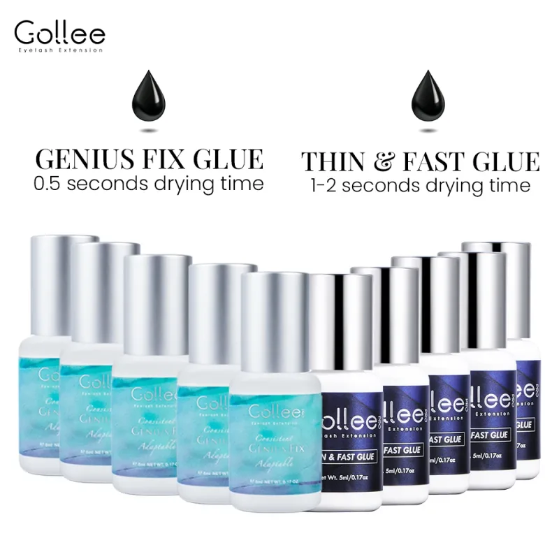 Gollee 0.5-1s Fast Dry Glue for Eyelash Extension Hypoallergenic Lash Extension Glue for Professional Artists Eyelashes Supplies