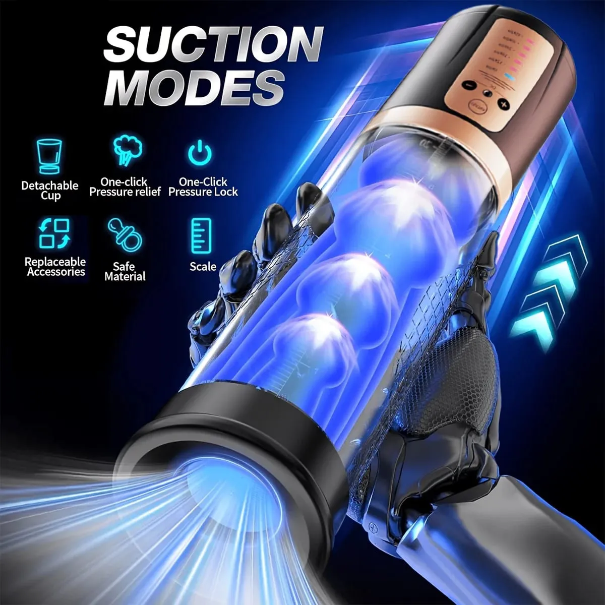Automatic Electric Penis Pump Trainer Toy Male Self-pleasure Device with 3 Rings Suction Modes Ideal for Adult Men Sex Toys 18+