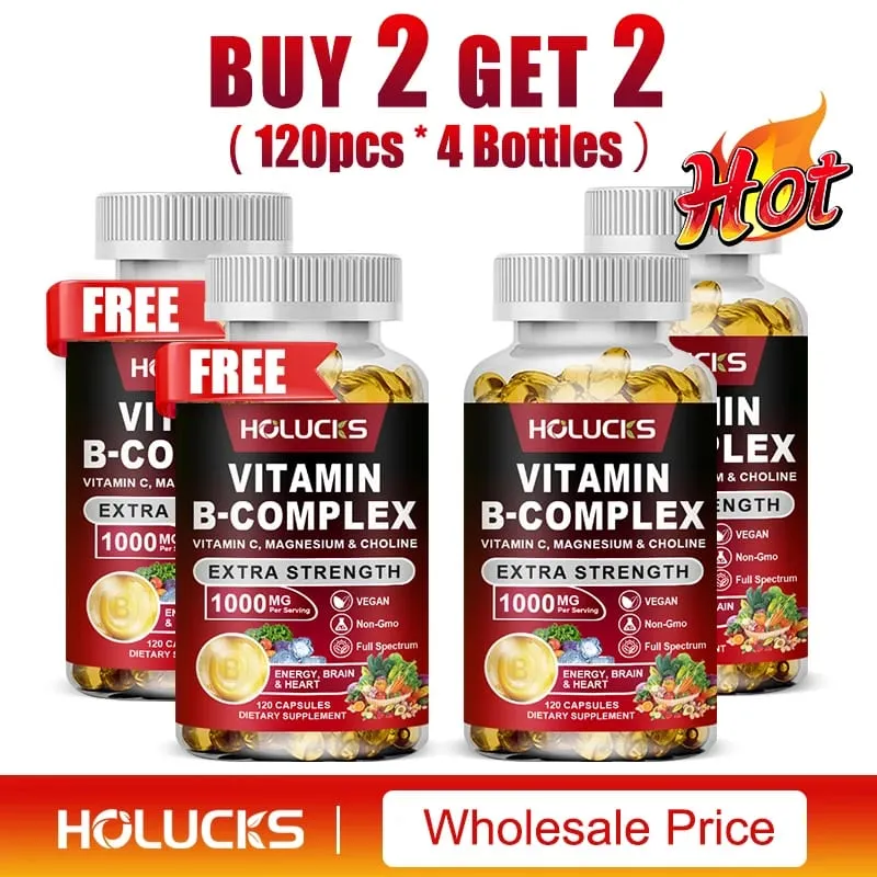 Vitamin B Complex Supplement Rich in B1 B2 B3 B5 B6 Biotin Strength Energy Support Brain & Heart Promote Metabolism