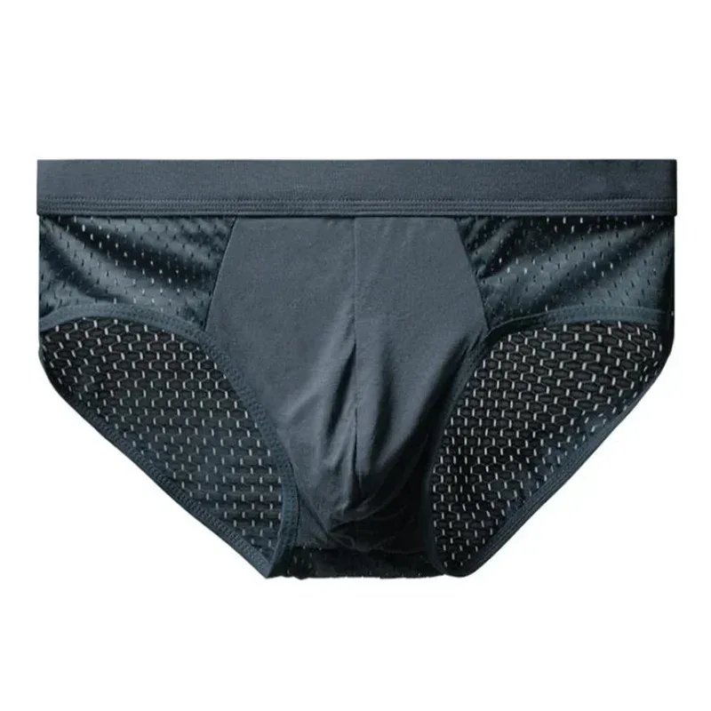 Calzoncillos de seda de hielo para hombre, ropa interior transpirable, fibra de carbono de bambú, ropa interior hueca cómoda antibacteriana, pantalones fríos