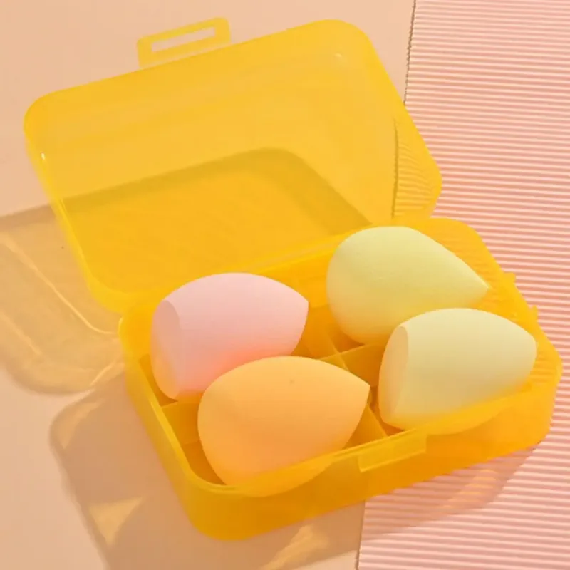 4Pcs Beauty Pro Foundation Cosmetic Puff Set Dry Wet Usable Makeup Tool Magic Brushes With Box Sponge Powder Makeup